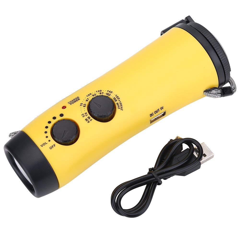 GM11202+Yellow 3 LED Hand Press No Battery Wind up Crank Flashlight