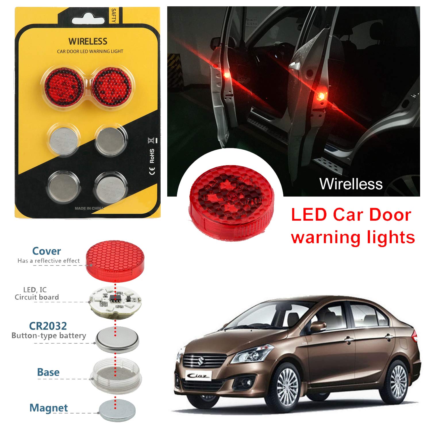 Components of Car Door LED Warning Light