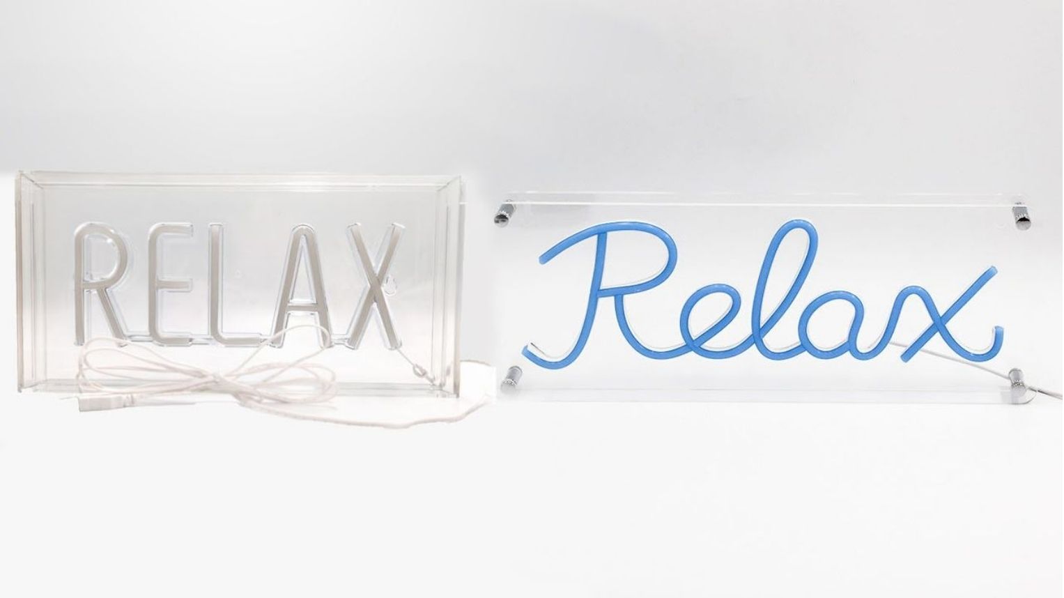 two relax neon lights white background